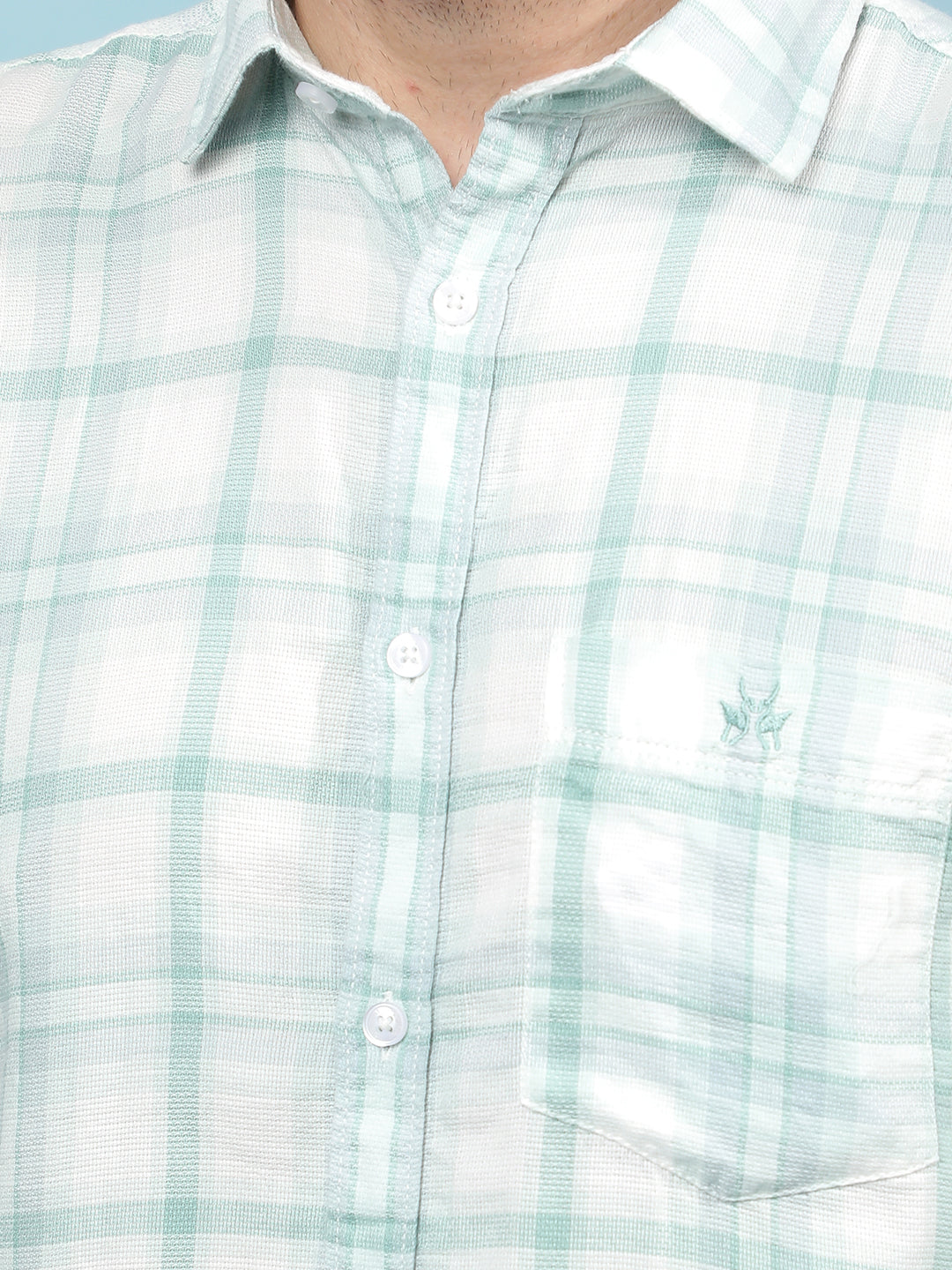 Green Checked 100% Cotton Shirt-Men Shirts-Crimsoune Club