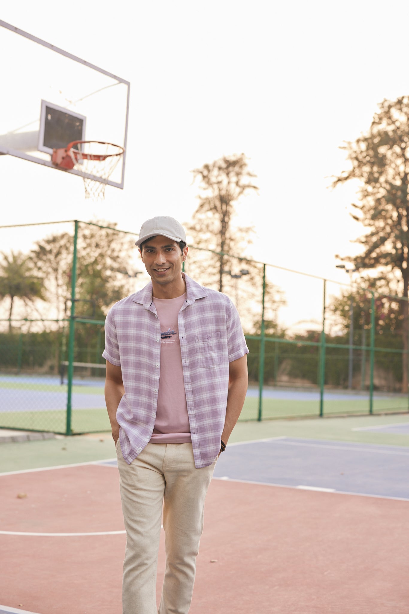 Men's Purple Checked 100% Cotton Shirt-Women Shorts-Crimsoune Club