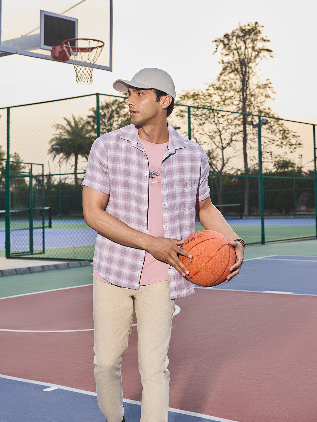 Purple Checked 100% Cotton Shirt-Men Shirts-Crimsoune Club