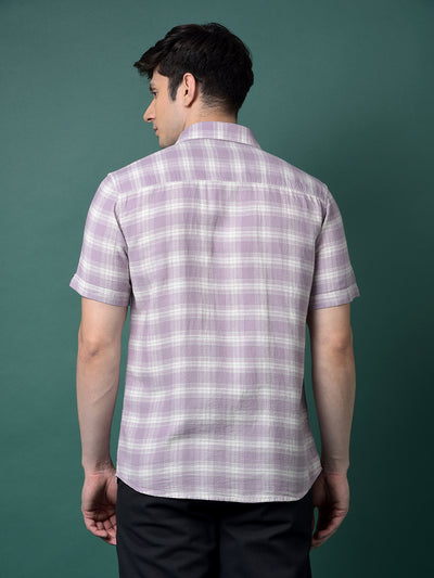Purple Checked 100% Cotton Shirt-Men Shirts-Crimsoune Club