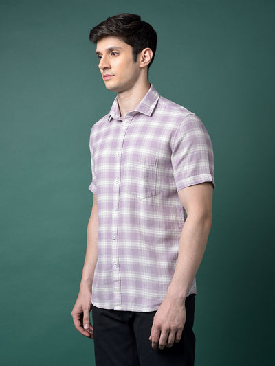 Purple Checked 100% Cotton Shirt-Men Shirts-Crimsoune Club