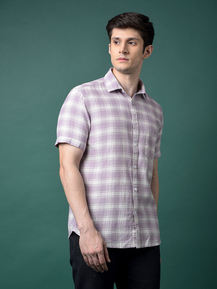 Purple Checked 100% Cotton Shirt-Men Shirts-Crimsoune Club