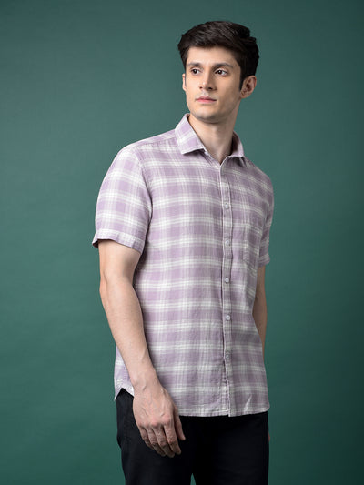 Purple Checked 100% Cotton Shirt-Men Shirts-Crimsoune Club