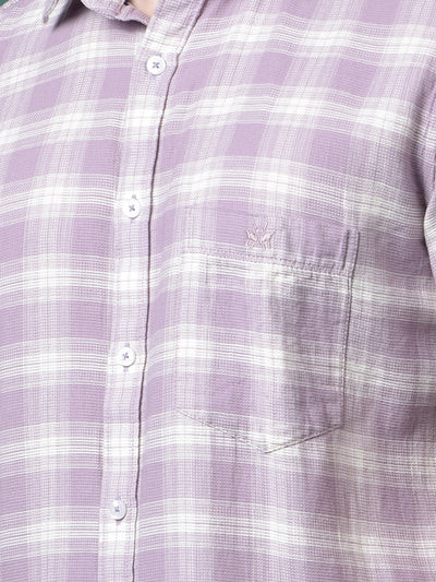 Purple Checked 100% Cotton Shirt-Men Shirts-Crimsoune Club