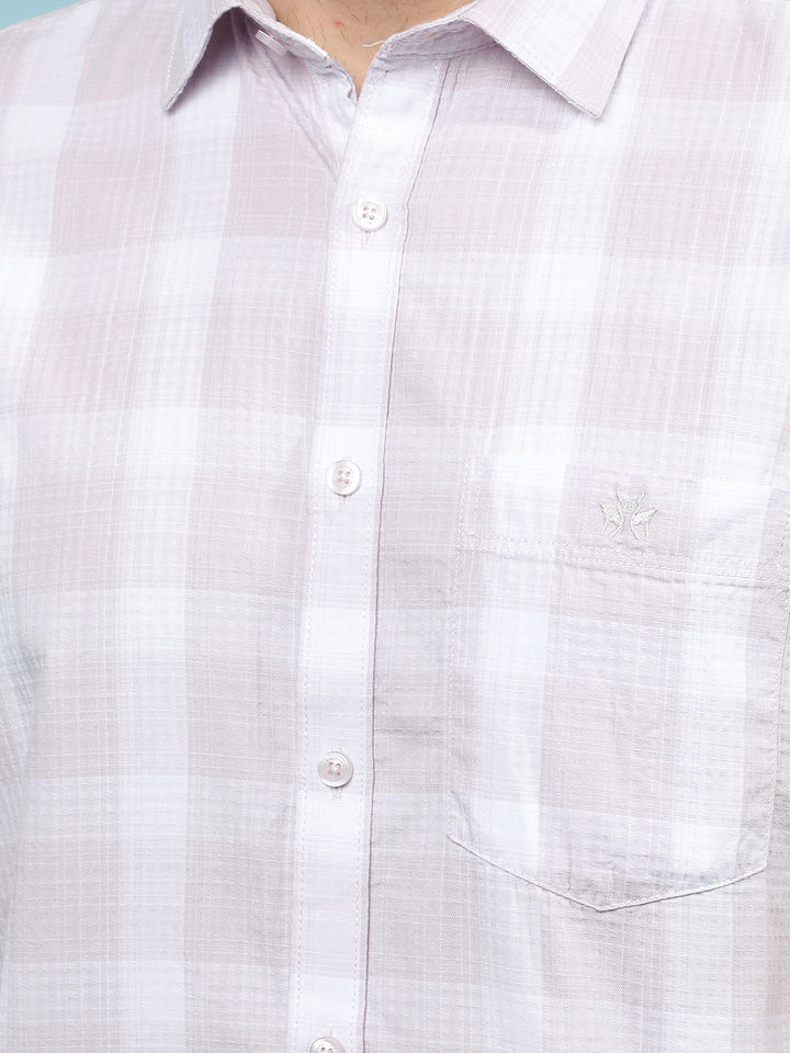 Purple Checked 100% Cotton Shirt-Men Shirts-Crimsoune Club