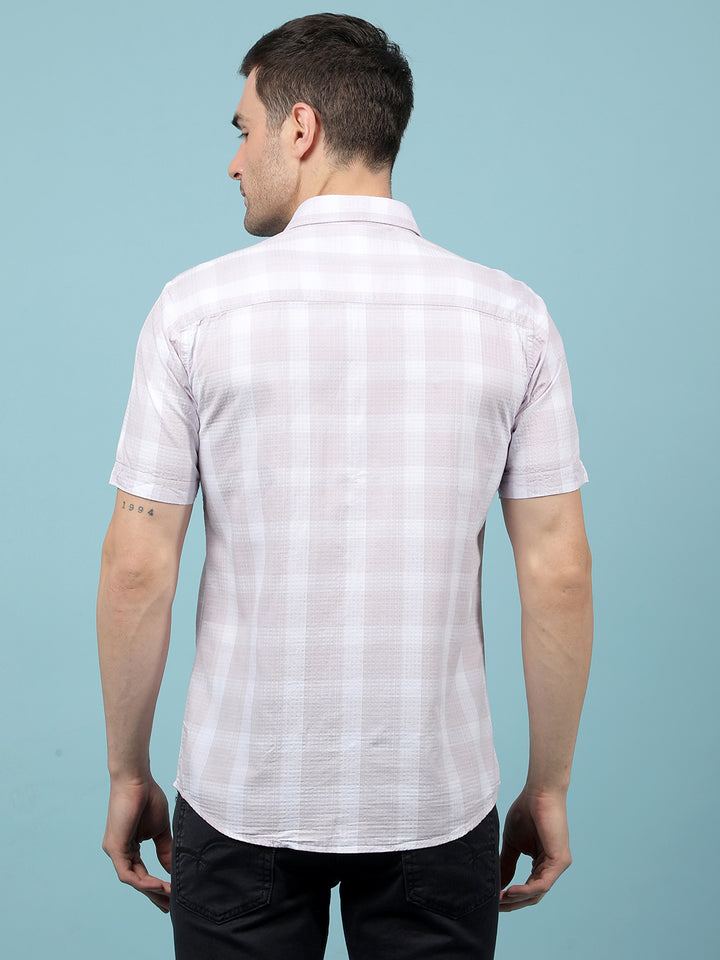 Purple Checked 100% Cotton Shirt-Men Shirts-Crimsoune Club