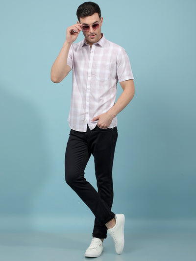 Purple Checked 100% Cotton Shirt-Men Shirts-Crimsoune Club