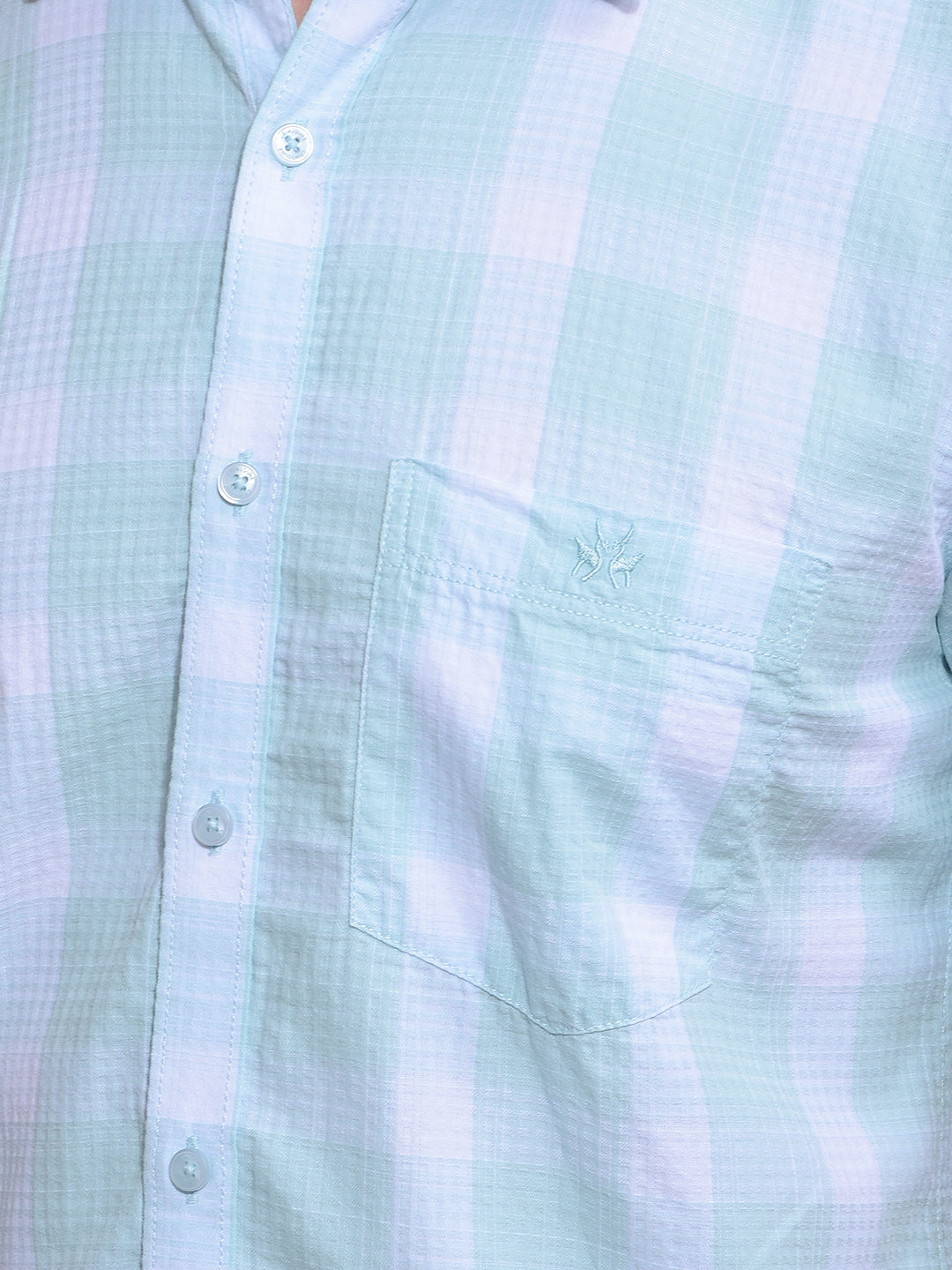 Green Checked 100% Cotton Shirt-Men Shirts-Crimsoune Club