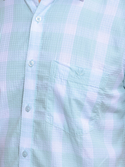 Green Checked 100% Cotton Shirt-Men Shirts-Crimsoune Club