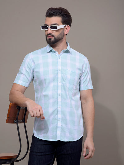 Green Checked 100% Cotton Shirt-Men Shirts-Crimsoune Club