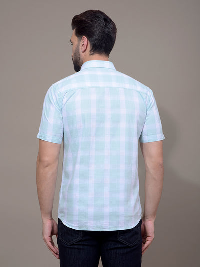 Green Checked 100% Cotton Shirt-Men Shirts-Crimsoune Club