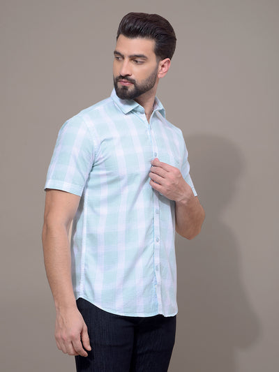 Green Checked 100% Cotton Shirt-Men Shirts-Crimsoune Club