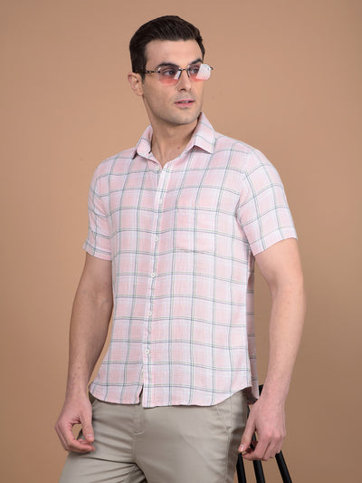 Pink Checked 100% Cotton Shirt-Men Shirts-Crimsoune Club
