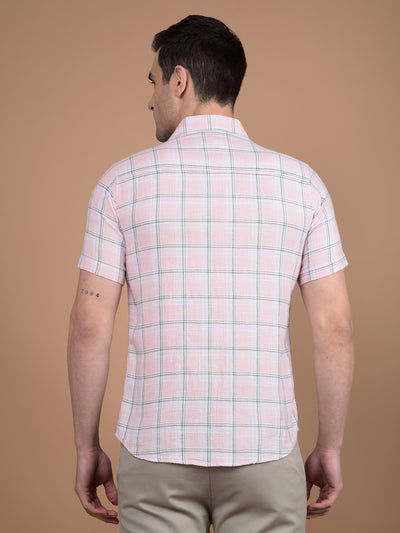 Pink Checked 100% Cotton Shirt-Men Shirts-Crimsoune Club