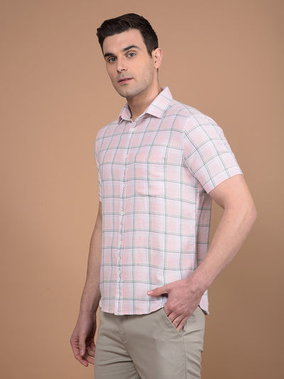 Pink Checked 100% Cotton Shirt-Men Shirts-Crimsoune Club