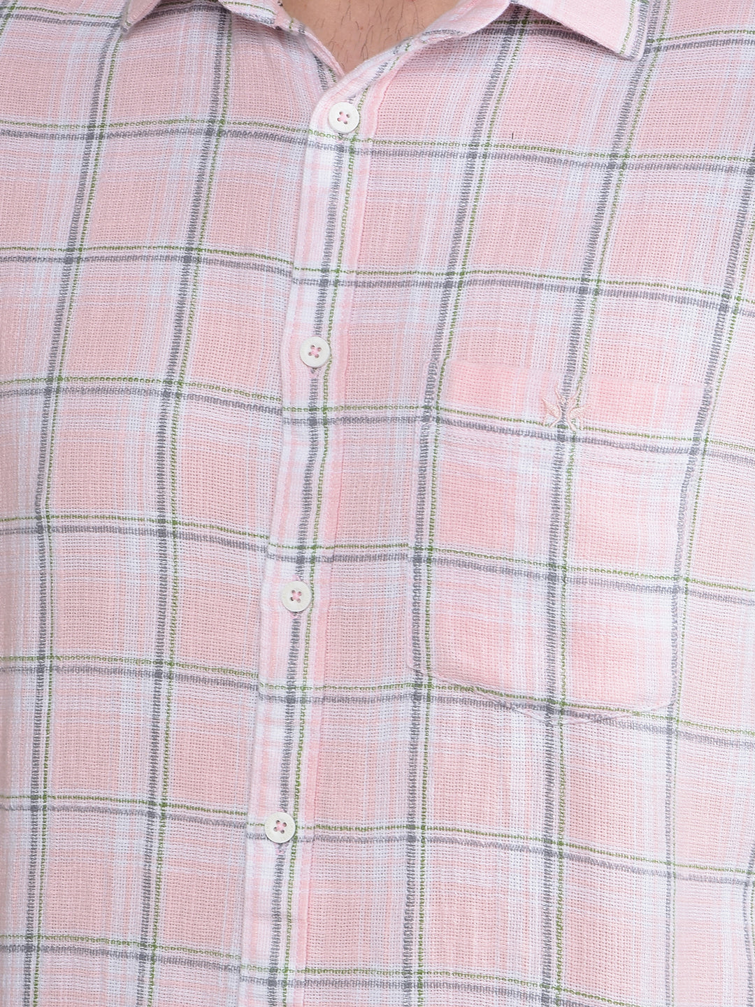 Pink Checked 100% Cotton Shirt-Men Shirts-Crimsoune Club
