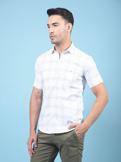 White Checked 100% Cotton Shirt-Men Shirts-Crimsoune Club
