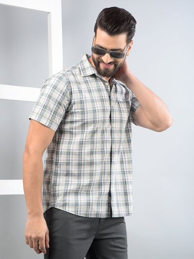 Green Checked 100% Cotton Shirt-Men Shirts-Crimsoune Club