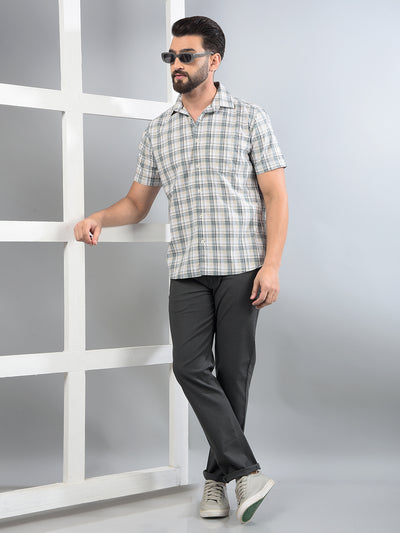 Green Checked 100% Cotton Shirt-Men Shirts-Crimsoune Club