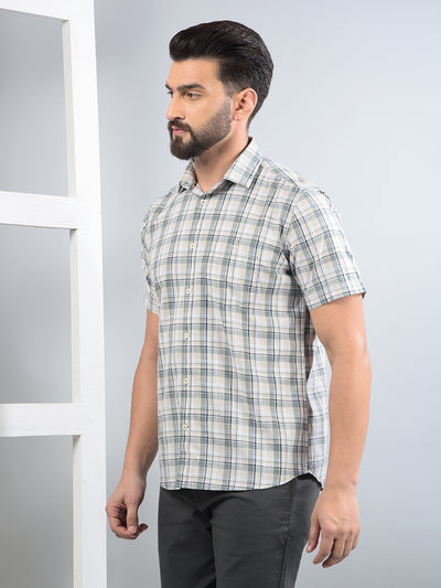 Green Checked 100% Cotton Shirt-Men Shirts-Crimsoune Club