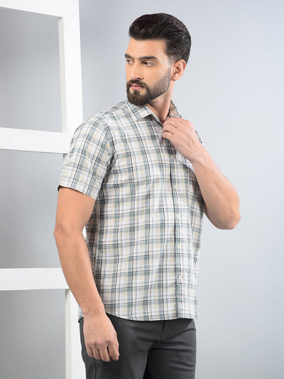 Green Checked 100% Cotton Shirt-Men Shirts-Crimsoune Club