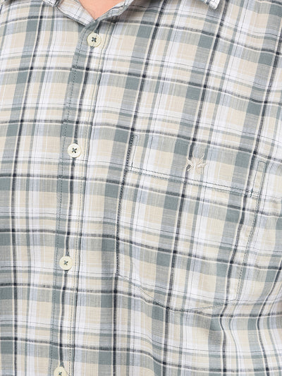Green Checked 100% Cotton Shirt-Men Shirts-Crimsoune Club