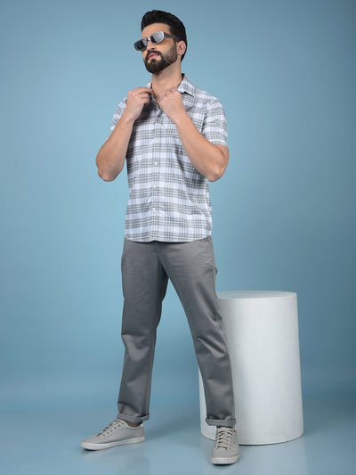 Grey Checked 100% Cotton Shirt-Men Shirts-Crimsoune Club