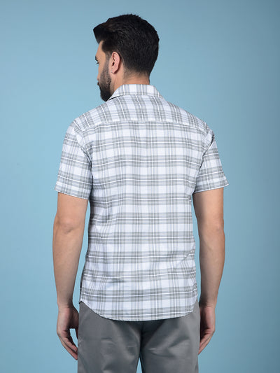 Grey Checked 100% Cotton Shirt-Men Shirts-Crimsoune Club