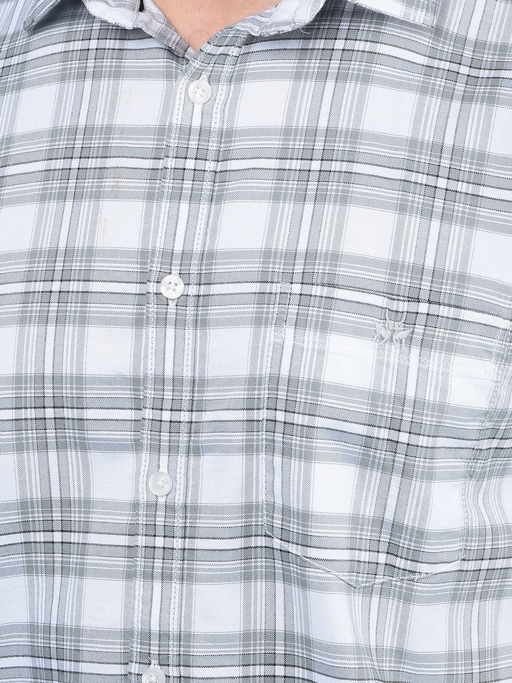 Grey Checked 100% Cotton Shirt-Men Shirts-Crimsoune Club