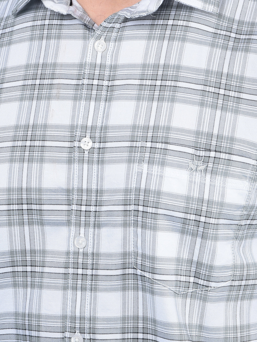 Grey Checked 100% Cotton Shirt-Men Shirts-Crimsoune Club