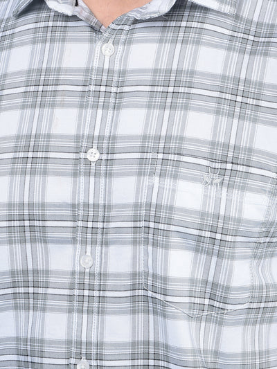 Grey Checked 100% Cotton Shirt-Men Shirts-Crimsoune Club