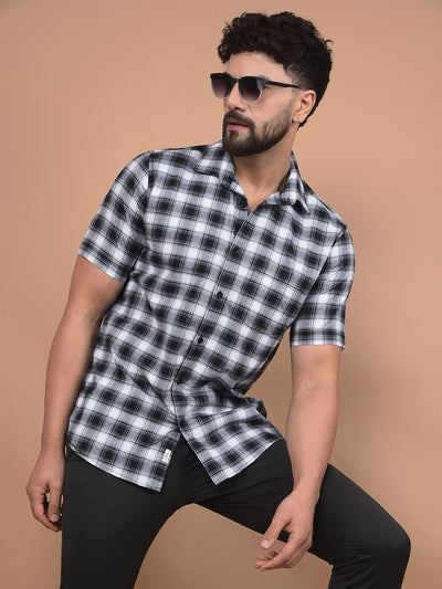 Grey Checked 100% Cotton Shirt-Men Shirts-Crimsoune Club