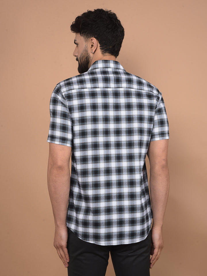 Grey Checked 100% Cotton Shirt-Men Shirts-Crimsoune Club