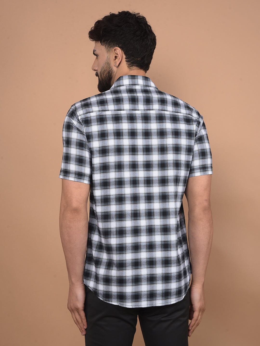 Grey Checked 100% Cotton Shirt-Men Shirts-Crimsoune Club