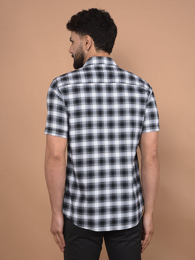 Grey Checked 100% Cotton Shirt-Men Shirts-Crimsoune Club