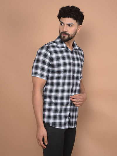 Grey Checked 100% Cotton Shirt-Men Shirts-Crimsoune Club