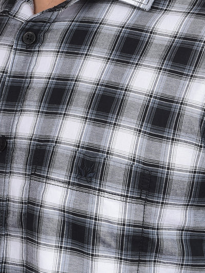 Grey Checked 100% Cotton Shirt-Men Shirts-Crimsoune Club