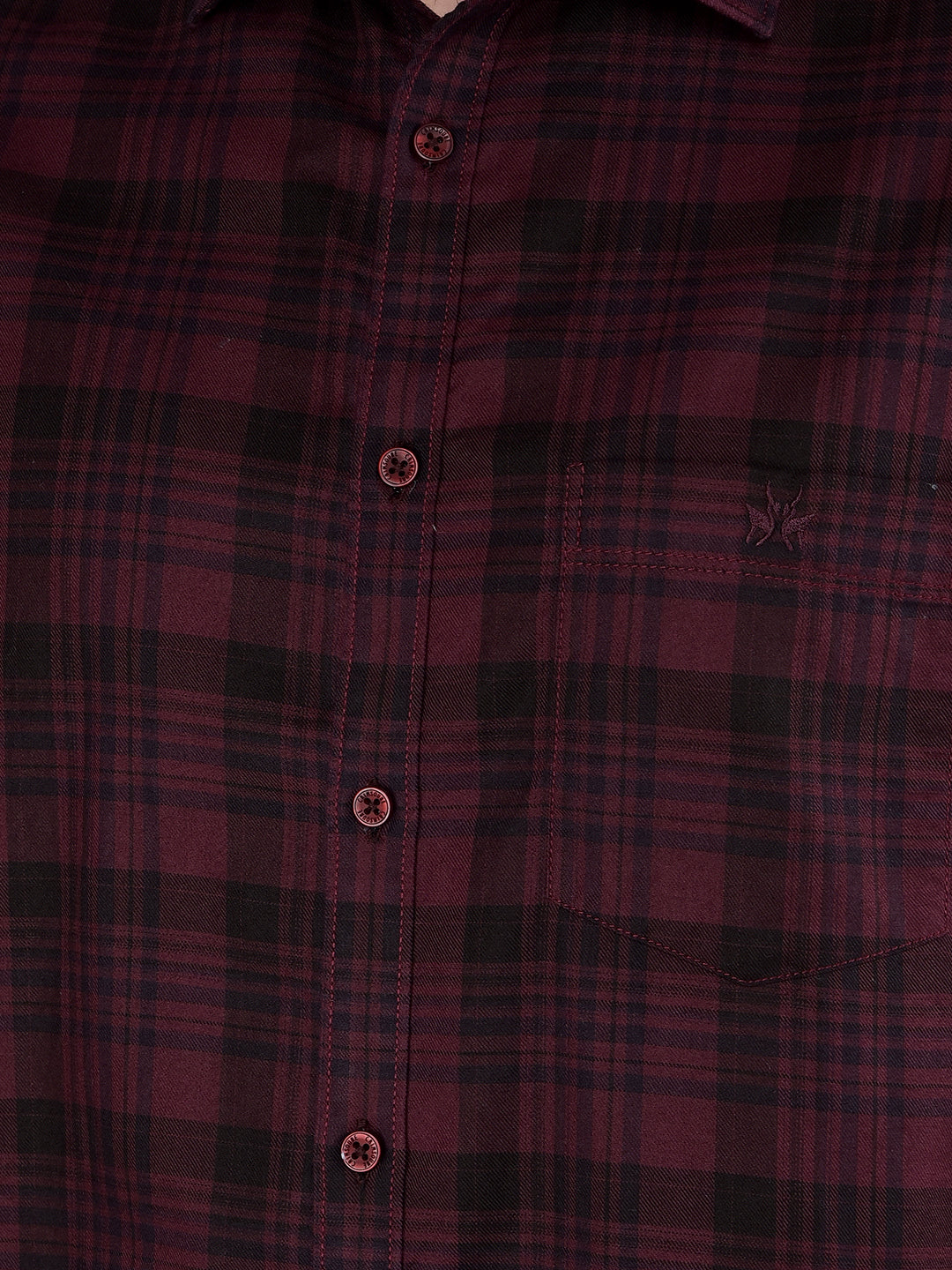 Maroon Checked 100% Cotton Shirt-Men Shirts-Crimsoune Club