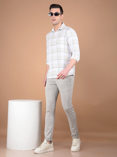 Blue Checked 100% Cotton Shirt-Men Shirts-Crimsoune Club