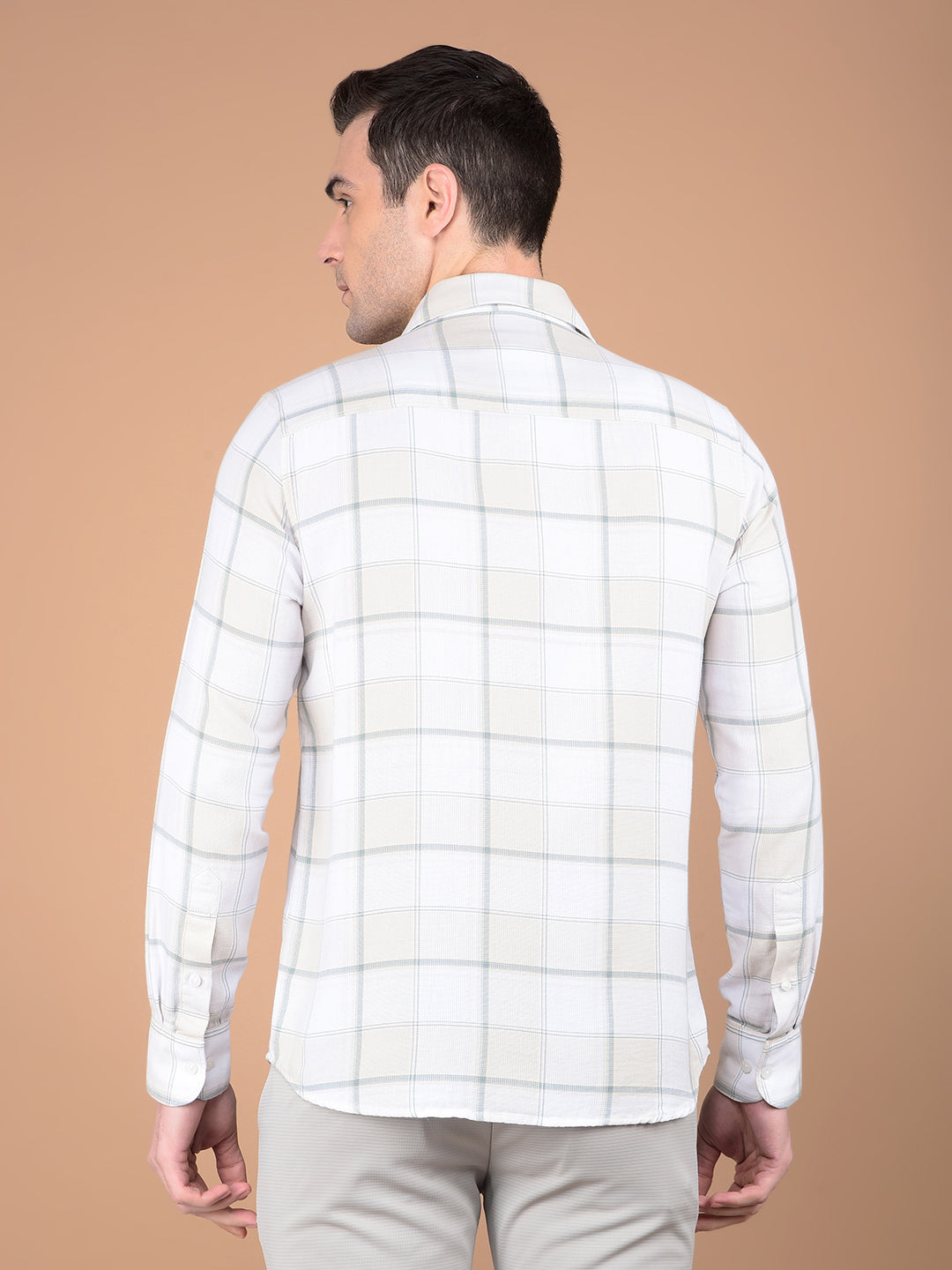 Blue Checked 100% Cotton Shirt-Men Shirts-Crimsoune Club