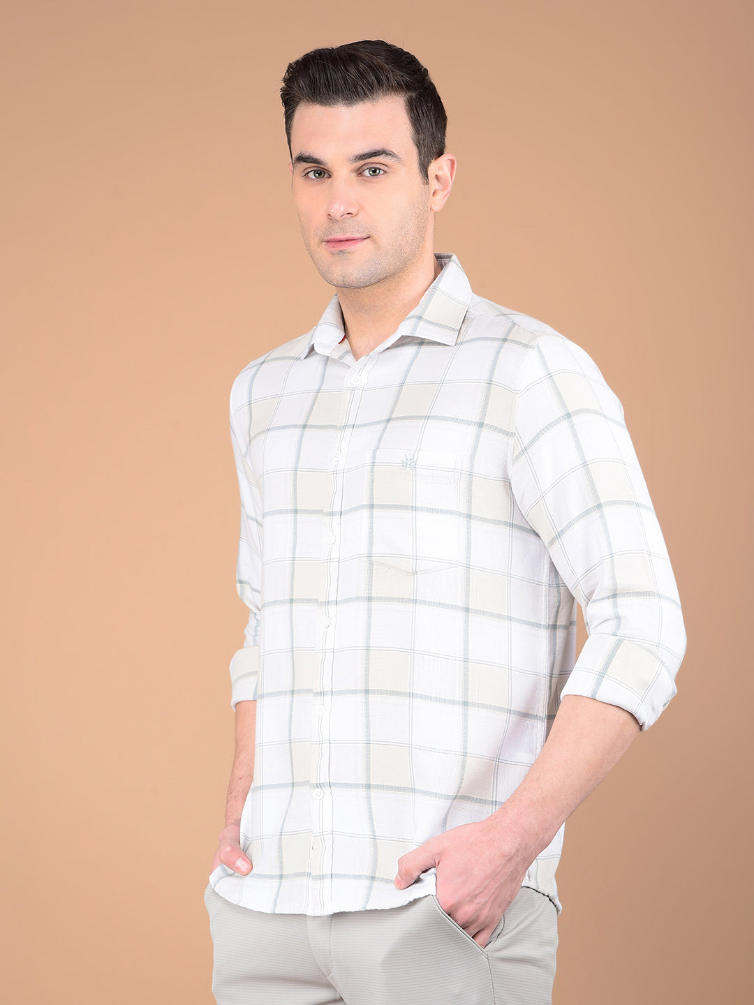 Blue Checked 100% Cotton Shirt-Men Shirts-Crimsoune Club