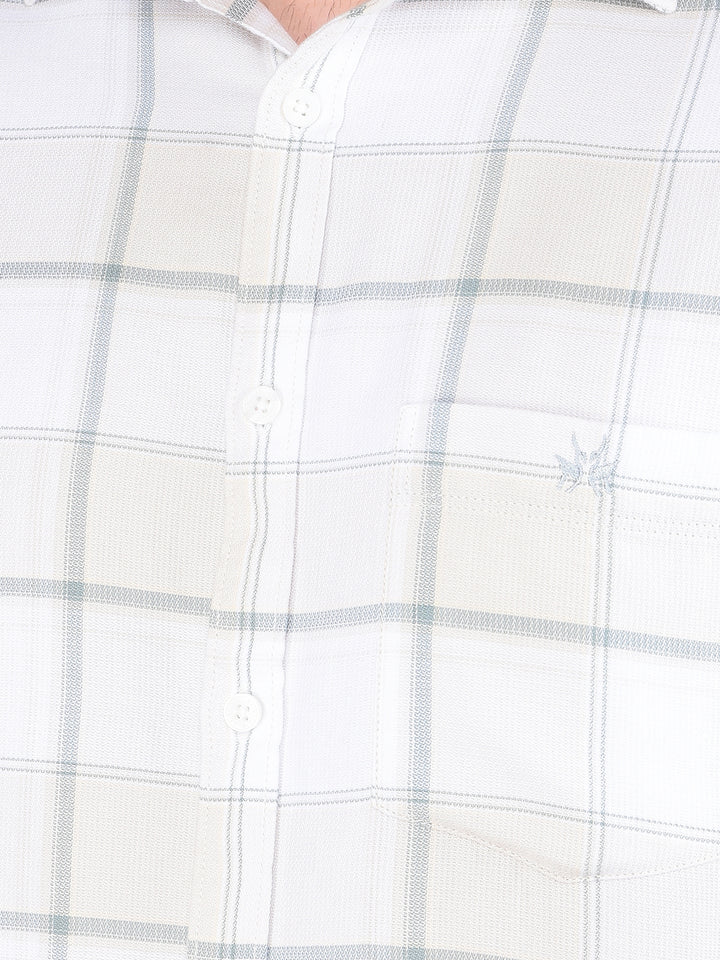 Blue Checked 100% Cotton Shirt-Men Shirts-Crimsoune Club