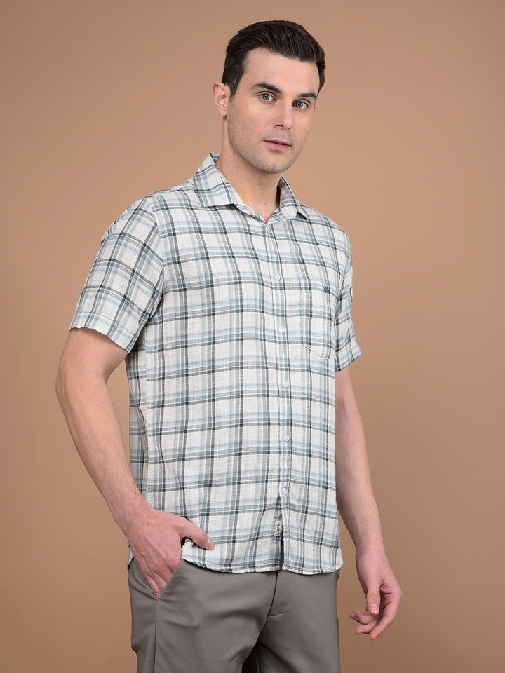 Grey Checked 100% Cotton Shirt-Men Shirts-Crimsoune Club