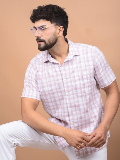 Pink Checked 100% Cotton Shirt-Men Shirts-Crimsoune Club