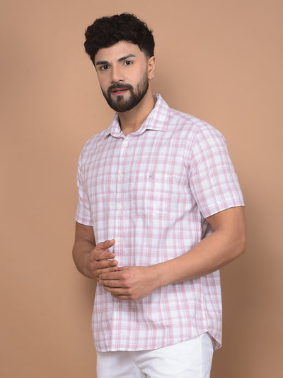 Pink Checked 100% Cotton Shirt-Men Shirts-Crimsoune Club