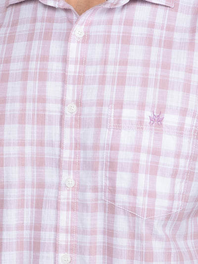 Pink Checked 100% Cotton Shirt-Men Shirts-Crimsoune Club