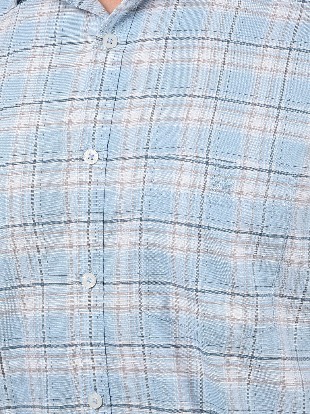 Blue Checked 100% Cotton Shirt-Men Shirts-Crimsoune Club