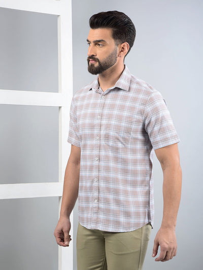 Purple Checked 100% Cotton Shirt-Men Shirts-Crimsoune Club