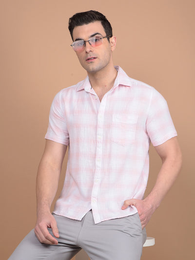 Pink Checked 100% Cotton Shirt-Men Shirts-Crimsoune Club