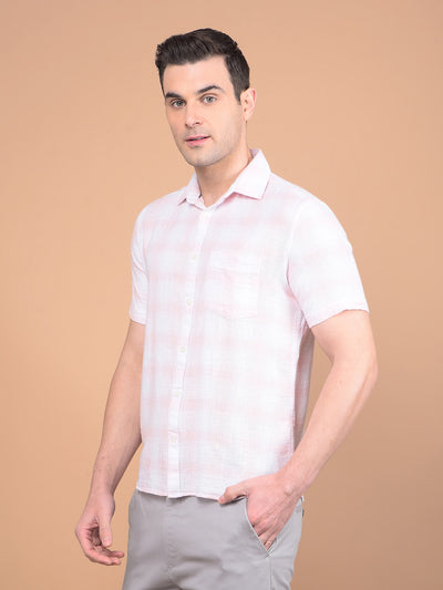 Pink Checked 100% Cotton Shirt-Men Shirts-Crimsoune Club